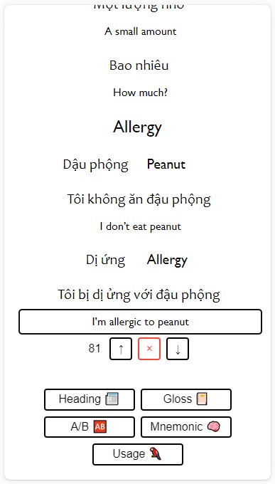 Editing an example phrase