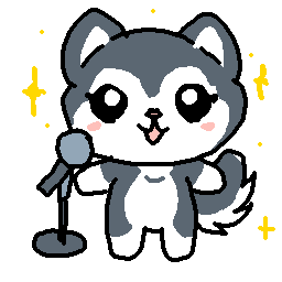 Cute cartoon husky dog girl singing into a mic