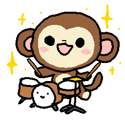 Young cartoon monkey playing the drums